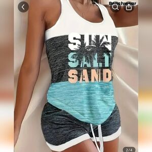Graphic Sun Salt Sand Tank Top With Shorts
